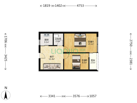 威宝轻纺城 2室1厅1卫 47平方