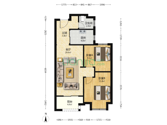 万科缤虹里 2室1厅1卫 79平方