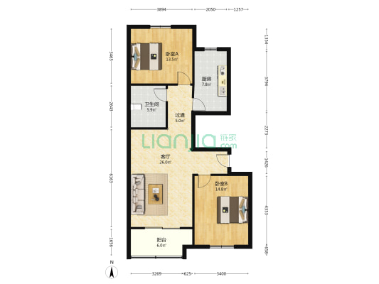 祥瑞苑 2室1厅1卫 110平方
