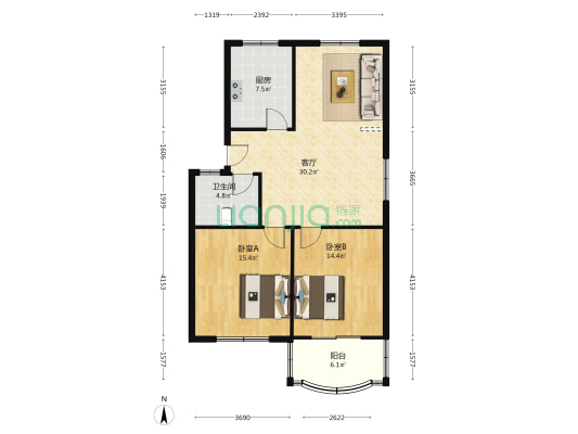 佳兴园 2室1厅1卫 89平方