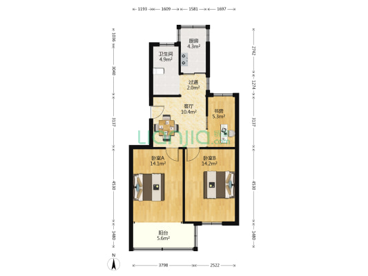 弘运园 3室1厅1卫 75平方