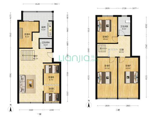 财政专员办家属区 6室1厅2卫 135平方