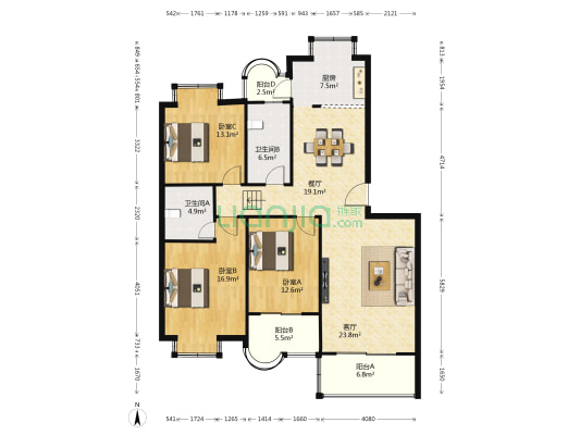 凤凰家园 3室2厅2卫 144平方