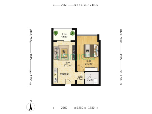 碧桂园•海泉湾 1室1厅1卫 50平方