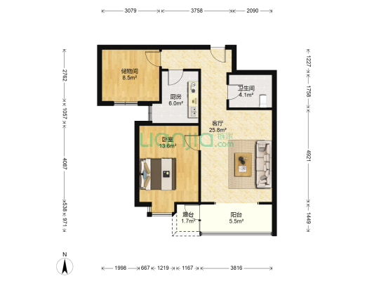 薛家岛社区C区 1室1厅1卫 99平方