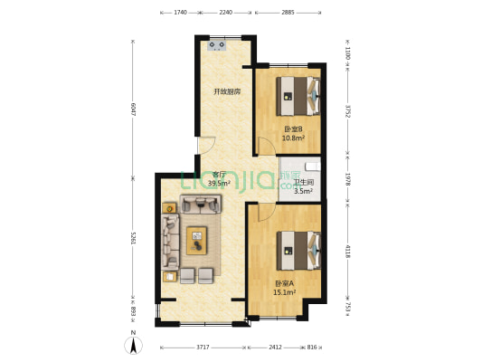 新星宇之悦 2室1厅1卫 94平方
