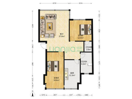 翠丽东苑 2室1厅2卫 101平方