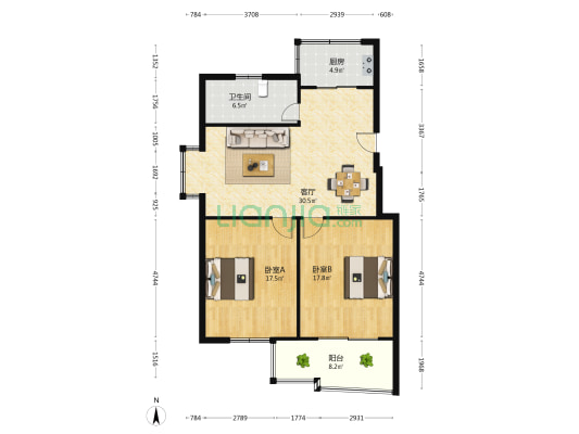 锦江御园 2室1厅1卫 98平方