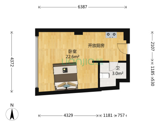 峰汇广场 1室0厅1卫 37平方