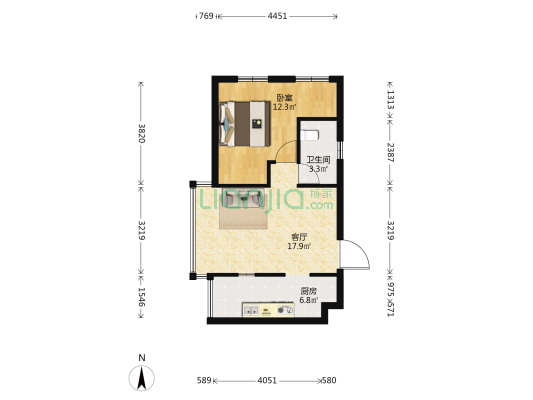 龙湖源著三期 1室1厅1卫 51平方