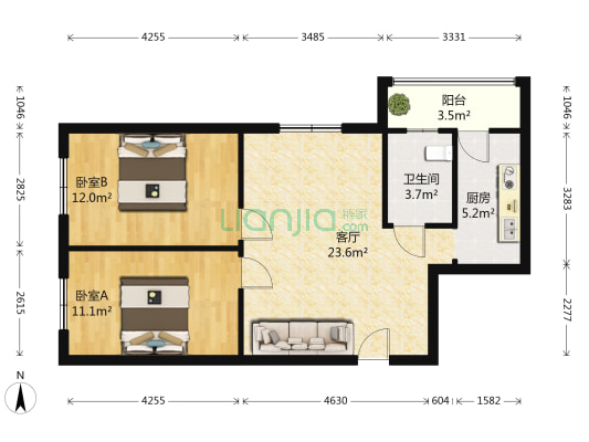 哈南福地小区 2室1厅1卫 81平方