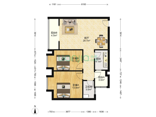 四季花乡 2室1厅1卫 76平方