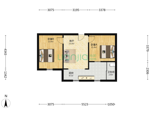 西河通小区 2室1厅1卫 61平方