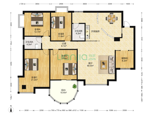 锦绣苑 4室1厅2卫 160平方