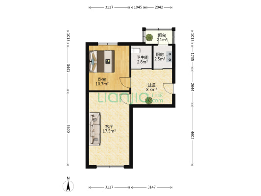 新苑家园 1室1厅1卫 60平方