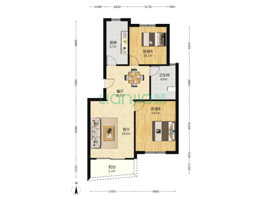 金缘坊 2室2厅1卫 89平方