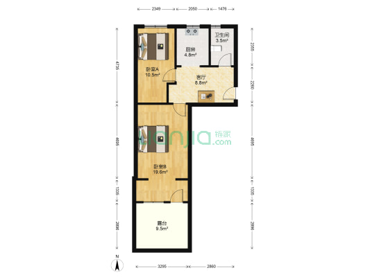 德胜新村南 2室1厅1卫 56平方