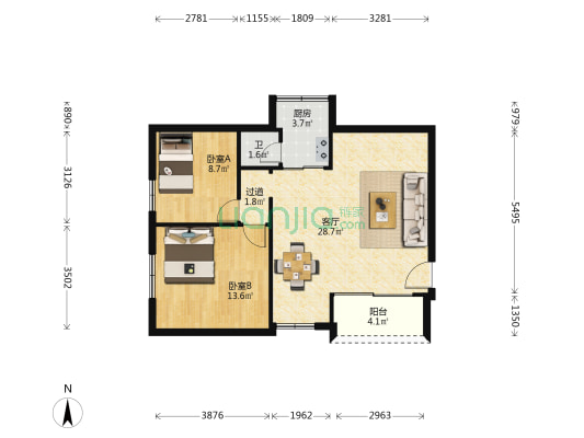 岗前路 2室1厅1卫 75平方