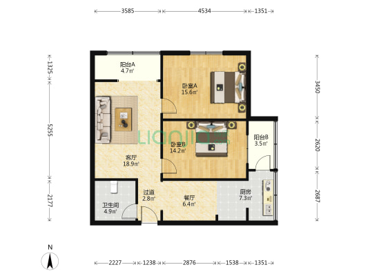 永乐路66号 2室2厅1卫 91平方