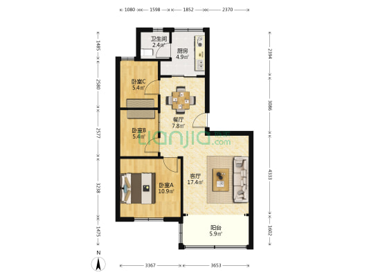粤华小区 3室2厅1卫 71平方