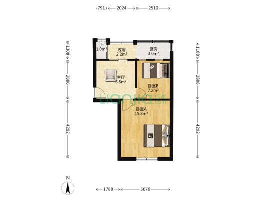 长航村小区 2室1厅1卫 41平方