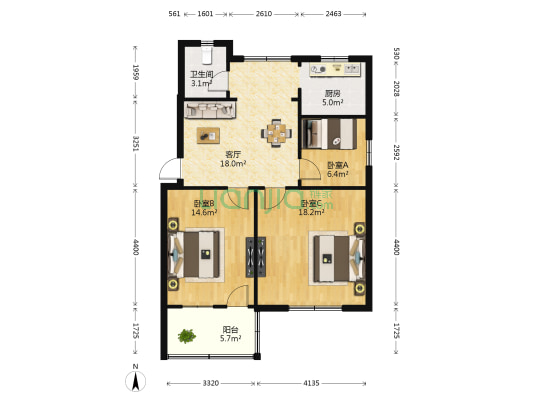 教育电视台宿舍（东湖区洪都北大道96号） 3室1厅1卫 80平方