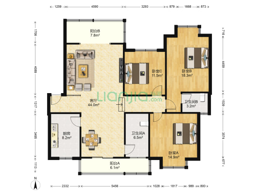 通惠苑2期 3室1厅2卫 130平方