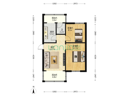 海城街住宅区 2室1厅1卫 60平方