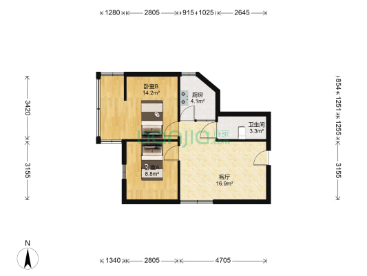 教师新村 2室1厅1卫 60平方