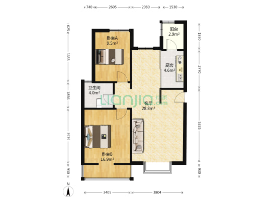 畅水园 2室1厅1卫 112平方