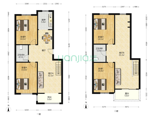 上流家园C区 4室2厅2卫 92平方