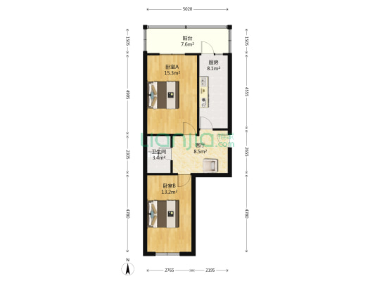 北树小区 2室1厅1卫 68平方