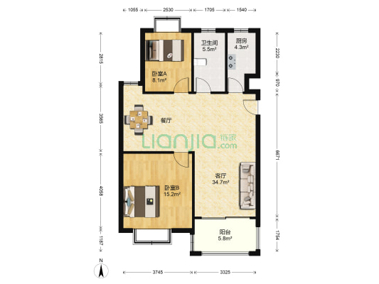 锦绣百苑 2室1厅1卫 95平方