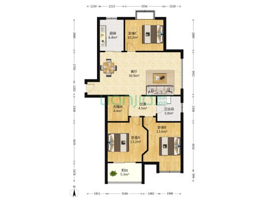 瑞驰舜耕上城 3室1厅1卫 124平方
