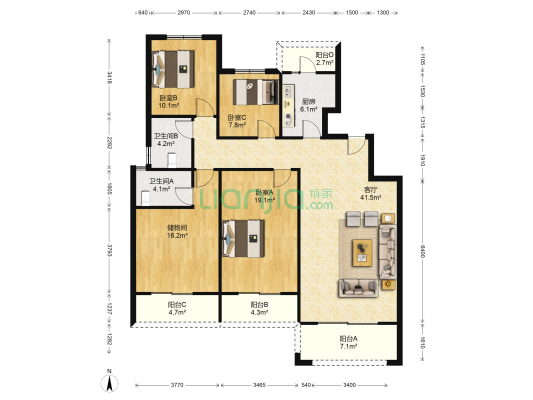 乐富强悦澜湾 3室1厅2卫 149平方