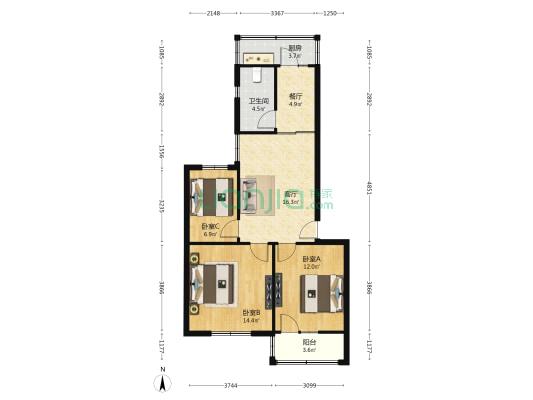 车桥厂小区 3室2厅1卫 79平方