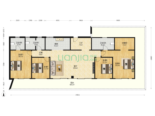 海逸长洲B区 4室1厅3卫 201平方