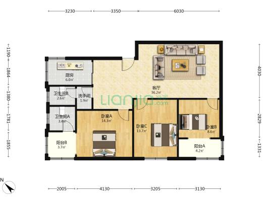四川华星天然气有限责任公司德阳分公司宿舍 3室1厅3卫 110平方