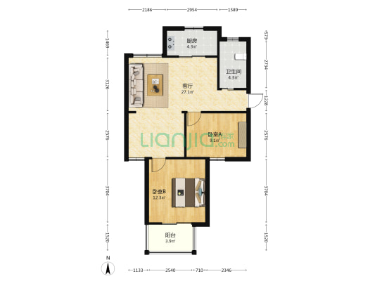 景祥北苑 2室1厅1卫 83平方
