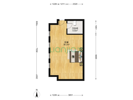 龙发时代广场 1室0厅1卫 57平方