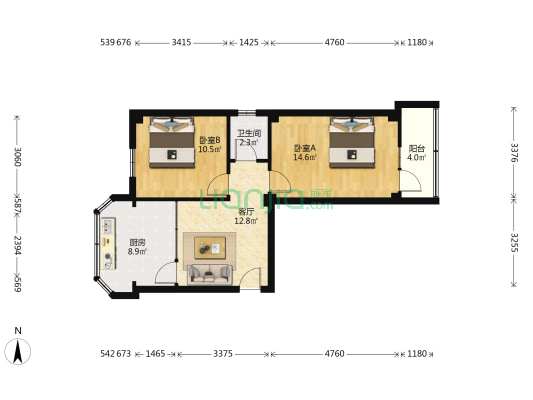 安装公司家属院 2室1厅1卫 70平方