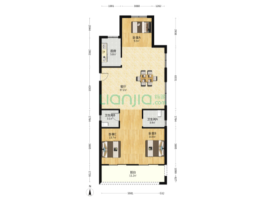 芳泽锦安里 3室1厅2卫 123平方