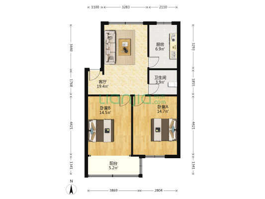 春晖社区西堤路 2室1厅1卫 75平方