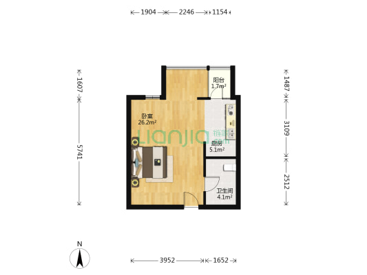 隐龙湾 1室0厅1卫 55平方
