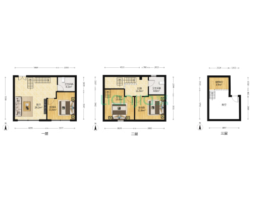 恒华安納广场 3室1厅2卫 68平方