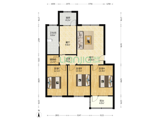 桐柏路20号 3室2厅1卫 106平方