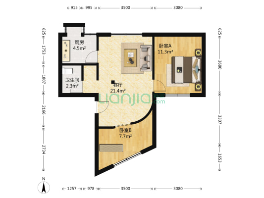 安利小区 2室1厅1卫 61平方