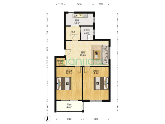 银星小区 2室1厅1卫 85平方