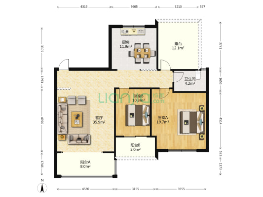 洋澜国际康城 2室1厅1卫 101平方