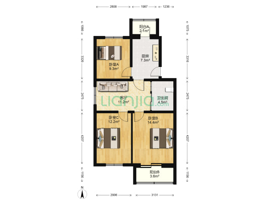 科煦园小区 3室1厅1卫 84平方